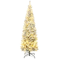 HOMCOM Árbol de Navidad Estrecho 210 cm con Luces LED Bicolores 11 Modos de Iluminación 687 Ramas Verde(m-1)