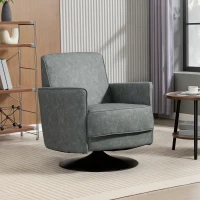 HOMCOM Upholstered Swivel Accent Chair with Thick Padding, Grey(m-10)