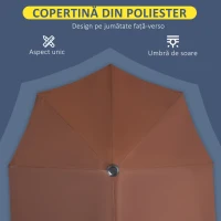 Outsunny Umbrelă de Terasă 200x190x240 cm cu Manivelă, Stâlp din Oțel și Bază în Formă de Cruce Anti-UV pentru Terasă și Balcon, Gri(m-7)