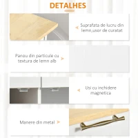HOMCOM Carrinho de Cozinha com Rodas Móvel Auxiliar de Cozinha com 2 Gavetas 2 Portas Prateleira Ajustável 104x46x91 cm Branco(m-7)