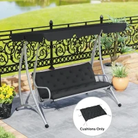 Outsunny 3 Seater Bench Cushion, Garden Chair Cushion with Back and Ties for Indoor and Outdoor Use, 98 x 150 cm, Black(m-10)