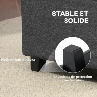 HOMCOM Repose pied salon, ottoman, siège rembourré capitonné en tissu aspect lin avec poche latérale, 35 x 35 x 35 cm, gris(m-7)