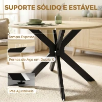 HOMCOM Mesa de Cozinha Redonda Dobrável para 2-6 Pessoas com Aba Rebatível Estrutura de Aço em X Duplo Ø110x76 cm Madeira(m-5)