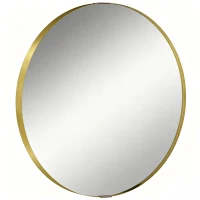 HOMCOM Round Wall Mirror 61 cm, Wall Mounted Bathroom Mirror with Tempered Safety Glass and Aluminium Alloy Frame, Gold Tone(m-1)