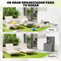 Outsunny Arcón Exterior Capacidad 114L Baúl de Almacenaje Exterior Resistente al Agua y a los Rayos UV con Cerradura Gris(m-5)
