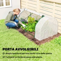 Outsunny Serra da giardino a Tunnel in Acciaio e con Copertura in PVC, 200x100x80 cm, Bianco(m-6)