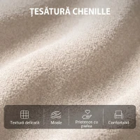 HOMCOM Fotoliu Masaj Reclinabil Manual 160°, Chenille, Suport Picioare, Telecomandă, Buzunare, Crem(m-7)