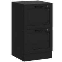 HOMCOM Caisson bureau, meuble rangement bois 2 tiroirs et serrure, barres de suspension réglables, 40 x 40 x 71 cm, noir