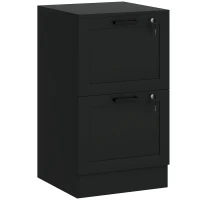 HOMCOM Caisson bureau, meuble rangement bois 2 tiroirs et serrure, barres de suspension réglables, 40 x 40 x 71 cm, noir(m-1)