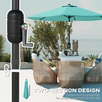 Outsunny 2.6 m Garden Parasol Umbrella with Aluminium Pole, Outdoor Patio Umbrella with Tilt and Crank, Vent, Turquoise(m-7)