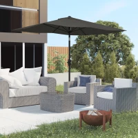 Outsunny Umbrelă de grădină dreptunghiulară 2x3 m, înclinabilă cu deschidere manuală, gri(m-10)