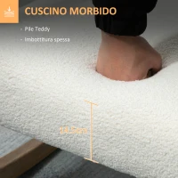 HOMCOM Sedia a Dondolo con Cuscini per Seduta e Schienale, in Legno, Pile e Schiuma, 60x76x71 cm, Crema(m-5)