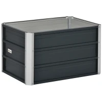 Outsunny Carré potager lit de jardin surélevé en acier galvanisé fond ouvert conception extra profonde 66 x 47 x 40 cm gris foncé(m-1)