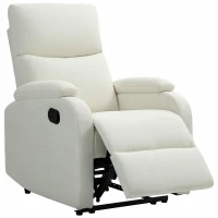 HOMCOM Fotoliu Reclinabil Manual la 60° Extra Căptușit din Material Textil cu Suport pentru Picioare, Crem(m-12)
