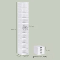 HOMCOM Pantofar Pliabil Slim, Modular, cu 10 Cutii pentru Pantofi, Economisire Spațiu, Fără Montaj, Alb(m-3)