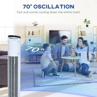 HOMCOM 31" Freestanding Tower Fan, 3 Speed 3 Mode, 7.5H Timer, Oscillating, LED Panel, Remote Control, 31 Inch Standing Fan, White(m-5)