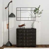 HOMCOM Espejo Rectangular de Pared Espejo de Ventana 90x60 cm con Marco de Metal Espejo Decorativo para Salón Dormitorio Negro(m-8)