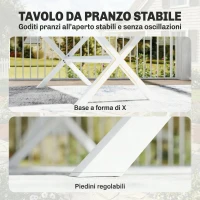 Outsunny Set Pranzo Esterni 7 Pezzi, Tavolo Sedie Impilabili Telaio Alluminio, Teak(m-7)