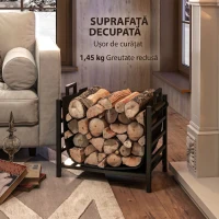 Outsunny Suport pentru Lemne pentru Interior și Exterior din Oțel cu Geantă de Transport din Material Oxford 600D, 49x34x44 cm, Negru(m-7)