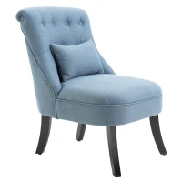 HOMCOM Fotoliu pentru Living Tapițat cu Pernă, din Material Textil cu Efect de In și Lemn, 52,5x69x77 cm, Albastru(m-12)