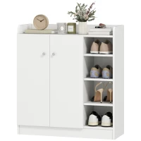 HOMCOM Schuhschrank Schuhkommode Schuhregal, 4 Regale. 1 Schrank, 83 cm x 30  cm x 90 cm, Weiß(m-11)