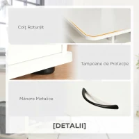 HOMCOM Birou pentru PC cu Poliță pentru Tastatură și Monitor și 2 Sertare, 120x55x85 cm, Alb(m-10)