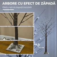 HOMCOM Brad de Crăciun Luminos Tip Mesteacăn, 150 cm, 96 Led-uri, Bază Lată, pentru Interior și Exterior, Maro(m-5)