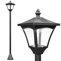Outsunny Lampada da Giardino a LED a Energia Solare Impermeabile IP44, 15x15x177 cm, Nero(m-1)