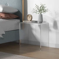 HOMCOM Măsuță de Cafea din Acril în Formă de U, cu Margini Netede și Colțuri Rotunjite, 53.5x30.5x53.5 cm, Transparentă(m-10)