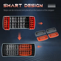 HOMCOM Aerobic Step, 10cm, 15cm & 20cm Height Adjustable Exercise Stepper for Exercise Workout, Nonslip Step Board Great for Home & Office, Grey and Red(m-4)