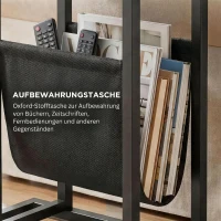 HOMCOM Beistelltisch mit Stofftasche, Couchtisch mit Stahlrahmen, Kompakter Sofatisch, Schwarz(m-5)