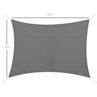 Outsunny 4 x 3m Sun Shade Sail HDPE Rectangle Canopy Outdoor Sunscreen Awning with Mounting Ropes for Garden, Patio, Party, UV Protection, Charcoal Grey(m-16)