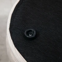 HOMCOM Set di 2 Pouf Contenitore Salvaspazio Rotondi e Imbottiti in Velluto a Coste, Bianco(m-9)