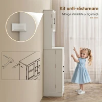 HOMCOM Mobilă de Depozitare pentru Bucătărie cu 2 Dulapuri și 8 Rafturi, din Lemn și Acrilic, 60x39.5x179.6 cm, Alb(m-8)
