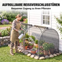 Outsunny 2,49 x 1,2 m Gartennetz, Pflanzenschutzzelt mit Tür, Winddichtes Schädlingsschutznetz mit Stahlrahmen, Schwarz(m-6)