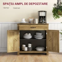 HOMCOM Bufet de Bucătărie, Dulap Multifuncțional cu 2 Uși și Sertar, 80x39,7x80 cm, Culoare Lemn(m-4)