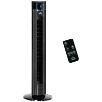 HOMCOM Ventilator pe coloană 60W cu 3 viteze, 3 moduri și temporizator 8h, din ABS, Ø32x106,8 cm, negru(m-1)