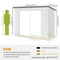 Outsunny Cobertizo de Jardín de Metal 3 m² Fácil de Montar con Estructura de Acero Galvanizado Mejorada Roble(m-3)