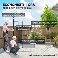 Outsunny Căsuță de Grădină din Plastic pentru Unelte cu Ferestre, Orificii de Aerisire și Încuietoare, 1.9x1.9 m, Gri Deschis(m-8)