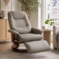 HOMCOM relaxfauteuil tv-fauteuil ligstoel kunstleer 360° draaistoel 145° verstelbaar grijs 78 x 87 x 100 cm(m-8)