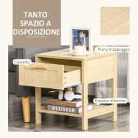 HOMCOM Comodino Moderno con Cassetto e Ripiano Inferiore Portaoggetti, in MDF, 40x40x48 cm, color Legno(m-5)