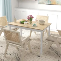 HOMCOM Tavolo da Pranzo 4 Posti con Piedini Antiscivolo, in Legno di Pino, 120x75x75 cm(m-10)