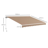 Outsunny Tenda da Sole per Esterno Avvolgibile a Bracci con Apertura a Manovella, 350x250 cm, Marrone(m-3)
