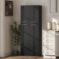 HOMCOM Mobilier de depozitare minimalist cu 2 dulapuri și rafturi reglabile, din lemn negru, 59x31x155 cm(m-10)