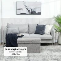 HOMCOM Bancă cu Spațiu de Depozitare Pliabilă cu Spătar și Capacitate de 77L, Tapițerie din Țesătură, 76x50x73 cm, Gri(m-8)