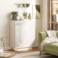 HOMCOM Mobiletto Multiuso in Truciolato Bianco a 3 Livelli con Ripiano Regolabile su 3 Livelli, 70x40x88 cm(m-8)