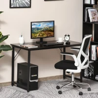 HOMCOM Bureau Informatique Style Industriel Grand Plateau dim. 120L x 60l x 73H cm métal Noir MDF Aspect wengé Brun foncé(m-8)
