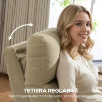 HOMCOM Fotoliu Reclinabil Electric din Catife cu Suport pentru Picioare, Tetieră Reglabilă și Porturi, 80x93x103 cm, Bej(m-8)