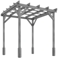 Outsunny 2 x 2m Wooden Pergola Kit, Decorative Garden Gazebo Shelter with Stable Structure for Climbing Vines, Flowers, Grey(m-1)