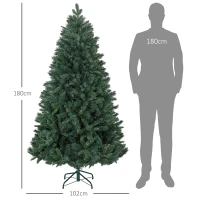 HOMCOM Brad de Crăciun Artificial 180 cm cu 1061 de Crengi și Bază din Metal, Verde(m-3)